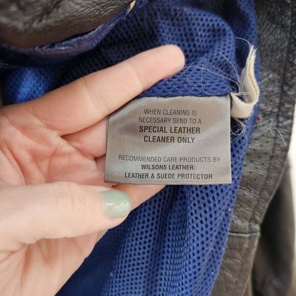 Wilsons Leather Jacket Black M. Julian Bomber Jacket Blue Stripe Men's L - Picture 9 of 10